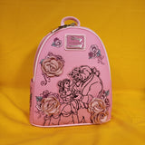 Loungefly Disney Princess Beauty and the Beast Pink Roses Belle Mini Backpack