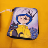 Loungefly Coraline Button Eye Flower the Cat Halloween Zip Around Wallet NEW