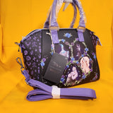 Disney Villains Floral Group Icons Satchel Purple Handbag