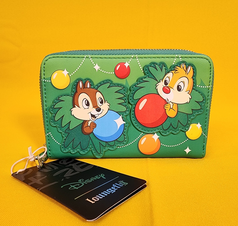 Loungefly Disney Chip N Dale Holiday Ornaments Christmas Tree Zip Around Wallet