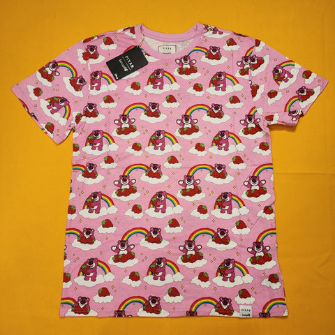 Loungefly Pixar Toy Story Lotso Bear Rainbow Strawberry Pink T Shirt Size M