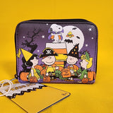 Loungefly Peanuts Halloween Trick-Or-Treat Snoopy Woodstock Soft Tag Zip Wallet