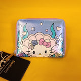 Hello Kitty Mermaid Metallic Iridescent Blue Zip Wallet
