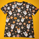 Loungefly Disney Mickey & Minnie Floral Cute Ghost Unisex Tee Halloween Size L