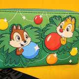 Loungefly Disney Chip N Dale Holiday Ornaments Christmas Tree Zip Around Wallet