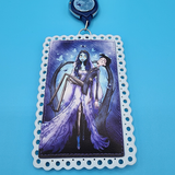 Loungefly Corpse Bride Emily & Victor Lace Moon Retractable Lanyard ID Holder