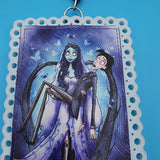 Loungefly Corpse Bride Emily & Victor Lace Moon Retractable Lanyard ID Holder