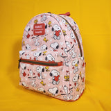 Loungefly Peanuts Snoopy & Woodstock Valentine's Day Heart AOP Mini Backpack