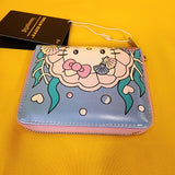 Hello Kitty Mermaid Metallic Iridescent Blue Zip Wallet