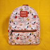 Loungefly Peanuts Snoopy & Woodstock Valentine's Day Heart AOP Mini Backpack