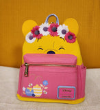 Winnie the Pooh Flower Crown Pink Flocked Mini Backpack