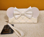 Minnie Mouse Wedding Iridescent Quilted Bow Wristlet Wallet