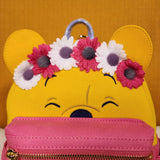 Winnie the Pooh Flower Crown Pink Flocked Mini Backpack