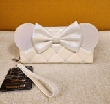 Minnie Mouse Wedding Iridescent Quilted Bow Wristlet Wallet
