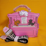 Loungefly Disney The Aristocats Figural Piano Pink Glitter Crossbody Handbag