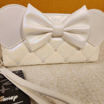 Minnie Mouse Wedding Iridescent Quilted Bow Wristlet Wallet