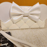 Minnie Mouse Wedding Iridescent Quilted Bow Wristlet Wallet