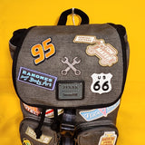 Loungefly Disney Pixar Cars Radiator Springs Patches Mini Backpack Sak Grey