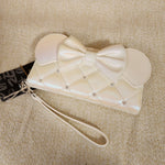 Minnie Mouse Wedding Iridescent Quilted Bow Wristlet Wallet