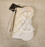 Minnie Mouse Wedding Iridescent Quilted Bow Wristlet Wallet