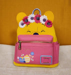 Winnie the Pooh Flower Crown Pink Flocked Mini Backpack