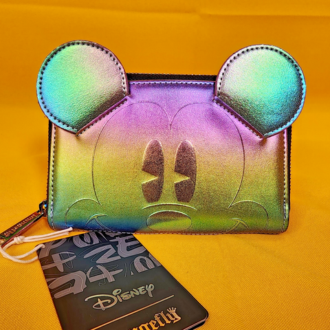 Mickey Mouse Oil Slick Iridescent Cosplay Zip Around Wallet