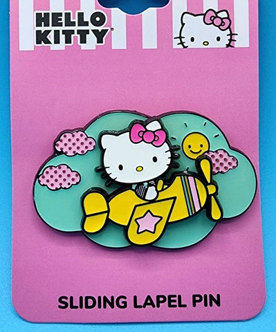 Hello Kitty Yellow Plane Sliding Slide Enamel Pin