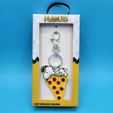 Peanuts Snoopy Pizza Pepperoni Metal Keychain Charm NEW