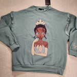 Princess Anime Tiana Sweatshirt Crewneck Pullover Womens L