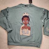 Princess Anime Tiana Sweatshirt Crewneck Pullover Womens L