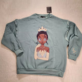 Princess Anime Tiana Sweatshirt Crewneck Pullover Womens L