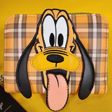 Loungefly Disney Pluto 95th Anniversary Plaid Zip Around Wallet NEW