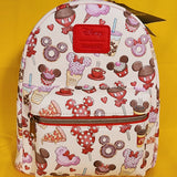 Loungefly Disney Mickey Mouse & Minnie Mouse Sweet Treats AOP Mini Backpack