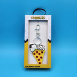 Peanuts Snoopy Pizza Pepperoni Metal Keychain Charm NEW