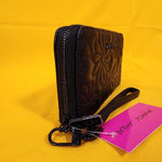 Betsey Johnson Black Quilted Daisy Flower Spring Wallet Wristlet Zip Around