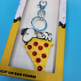 Peanuts Snoopy Pizza Pepperoni Metal Keychain Charm NEW