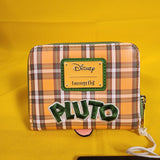 Loungefly Disney Pluto 95th Anniversary Plaid Zip Around Wallet NEW