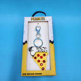 Peanuts Snoopy Pizza Pepperoni Metal Keychain Charm NEW
