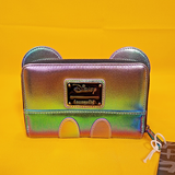 Mickey Mouse Oil Slick Iridescent Cosplay Zip Around Wallet