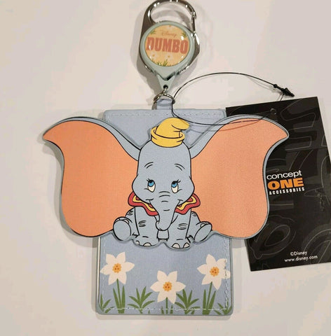 Dumbo Elephant Ears Floral Retractable Lanyard ID Holder