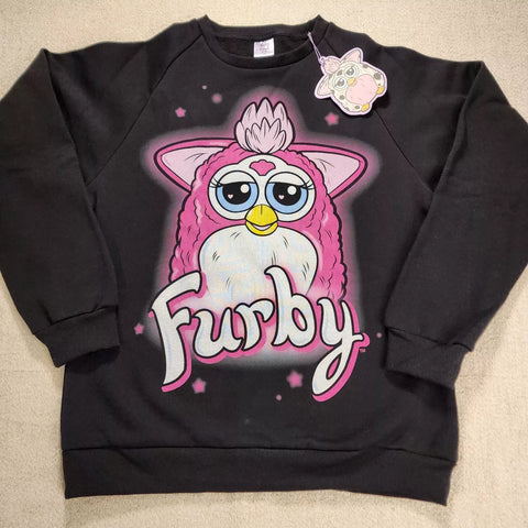 Furby 90s Airbrush Sweatshirt Crewneck Pullover Unisex Size M