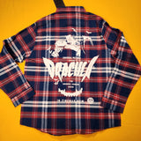 Cakeworthy Universal Monsters Dracula Flannel Blue Red Halloween Shirt XL