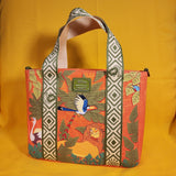 Loungefly Disney The Lion King Animals Printed Canvas Crossbody Tote Handbag