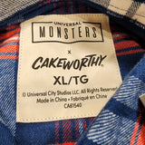 Cakeworthy Universal Monsters Dracula Flannel Blue Red Halloween Shirt XL