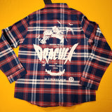 Cakeworthy Universal Monsters Dracula Flannel Blue Red Halloween Shirt XL