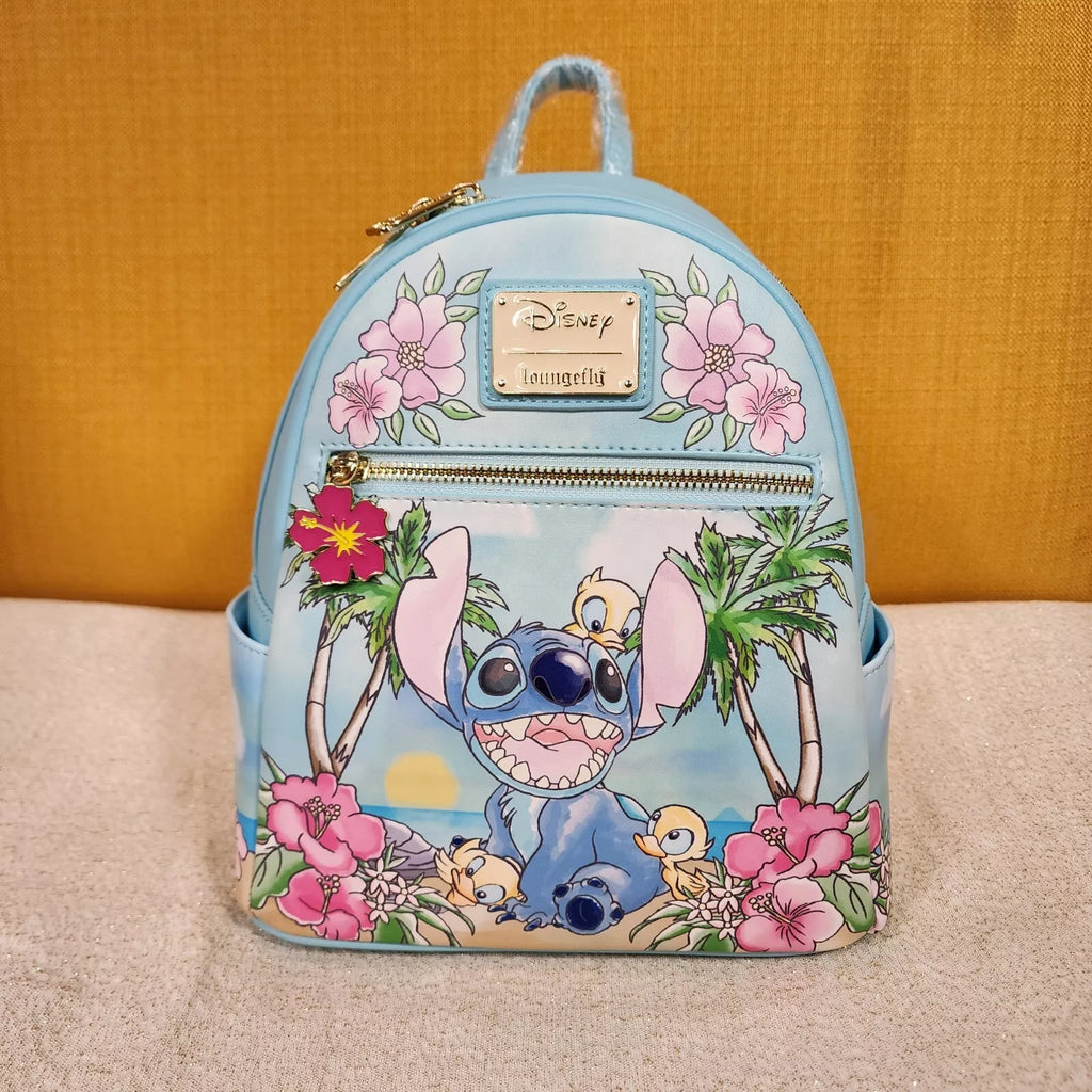 Lilo Stitch Ducklings Beach Floral Blue Mini Backpack Get Lojos Mojo