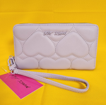 Betsey Johnson Purple Quilted Heart Love Wallet Wristlet Zip Around