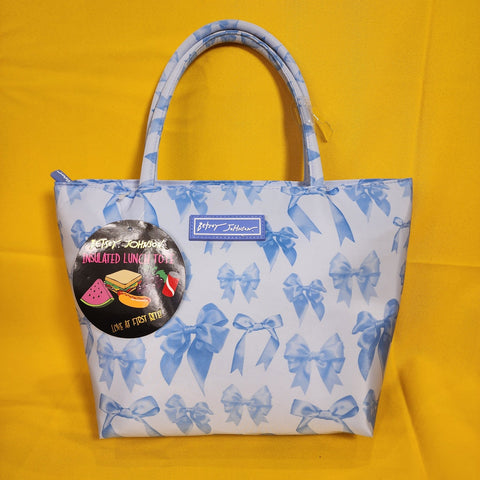 Betsey Johnson Blue Ribbon Bow Insulated Lunch Tote Bag