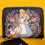 Loungefly Disney Alice In Wonderland Winter Drawing Rabbit Clock Zip Wallet
