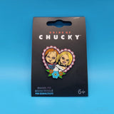 Bride of Chucky Heart Chucky and Tiffany Enamel Pin Horror Movie Halloween